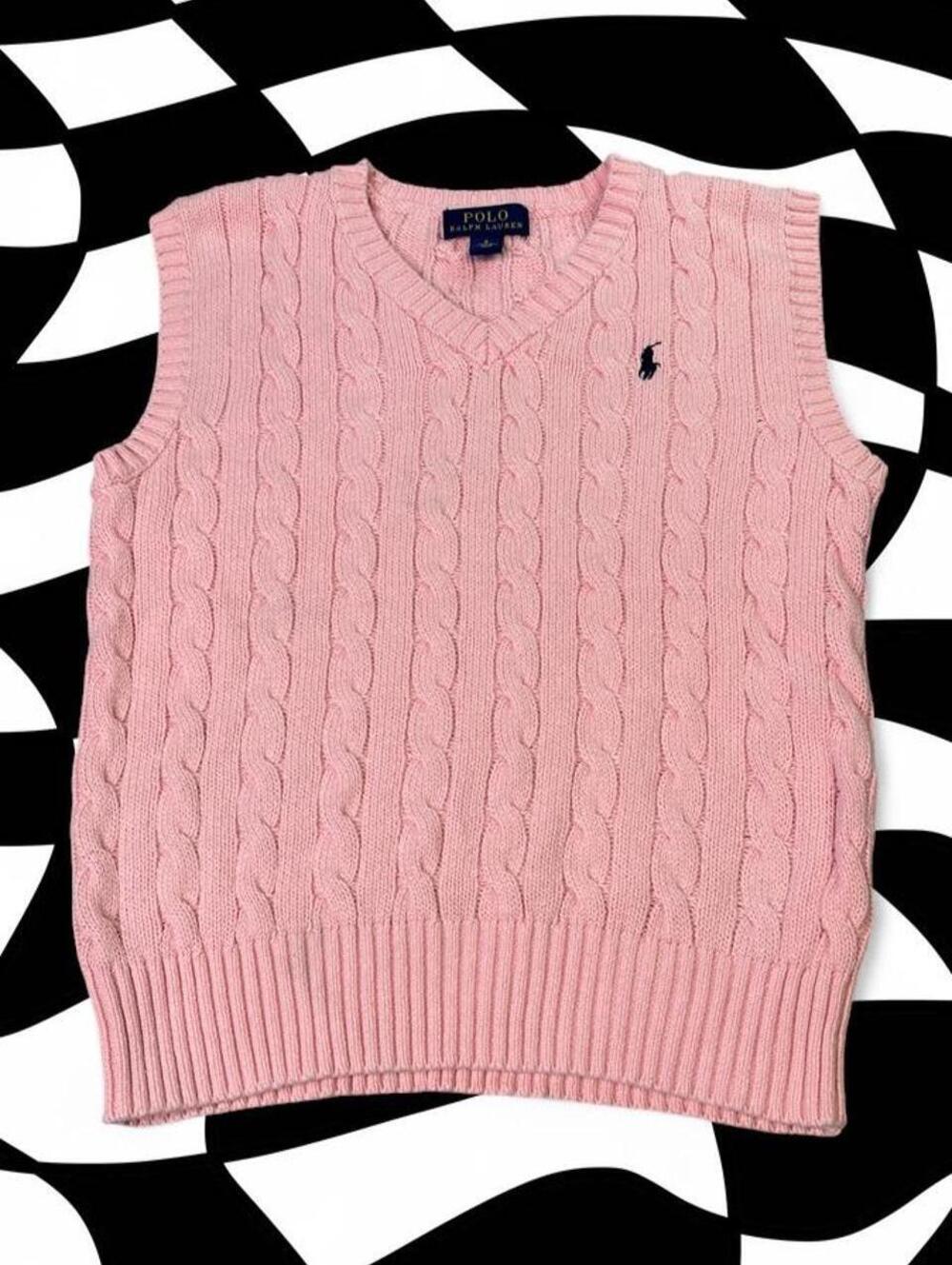 Pink Polo Ralph Lauren cable knit sweater vest